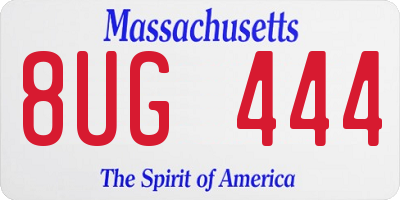 MA license plate 8UG444