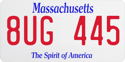 MA license plate 8UG445