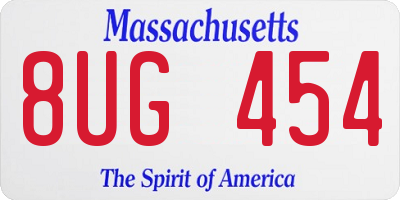 MA license plate 8UG454