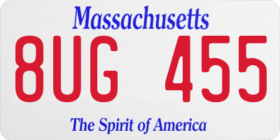 MA license plate 8UG455