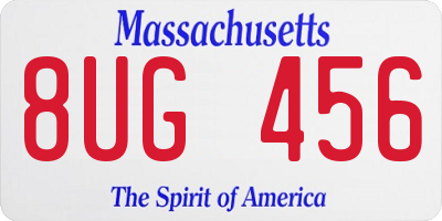 MA license plate 8UG456
