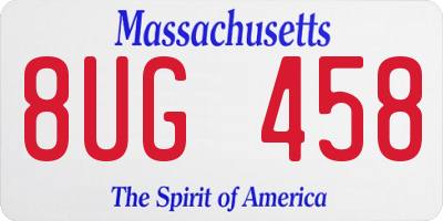 MA license plate 8UG458