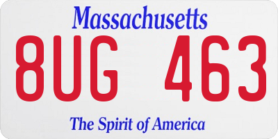 MA license plate 8UG463