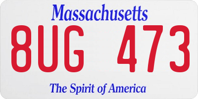 MA license plate 8UG473