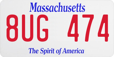 MA license plate 8UG474
