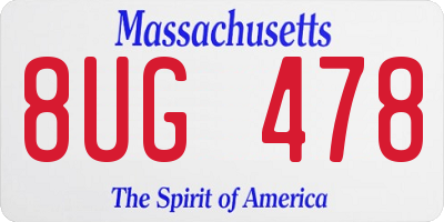 MA license plate 8UG478