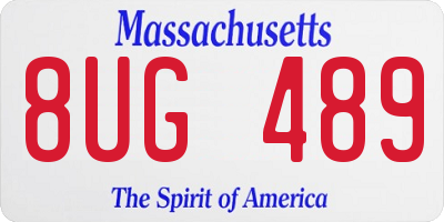 MA license plate 8UG489