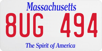 MA license plate 8UG494
