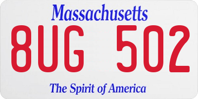 MA license plate 8UG502