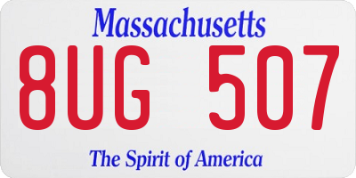 MA license plate 8UG507