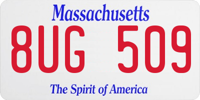 MA license plate 8UG509