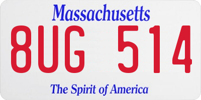 MA license plate 8UG514