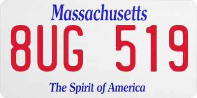 MA license plate 8UG519