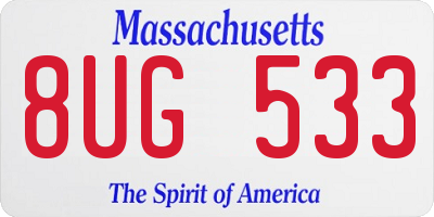 MA license plate 8UG533