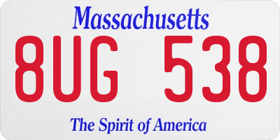 MA license plate 8UG538