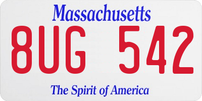 MA license plate 8UG542