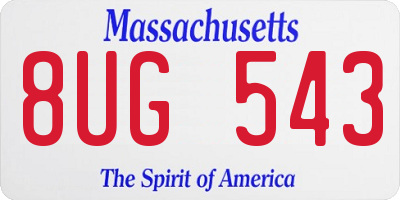 MA license plate 8UG543