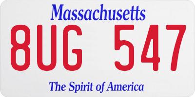 MA license plate 8UG547