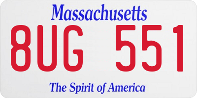 MA license plate 8UG551