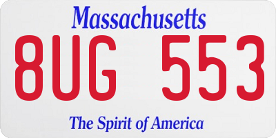 MA license plate 8UG553