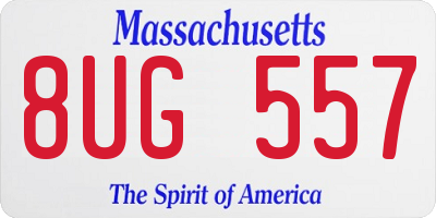 MA license plate 8UG557