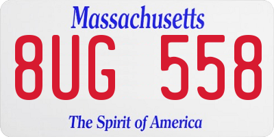 MA license plate 8UG558