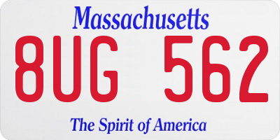 MA license plate 8UG562