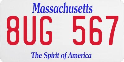 MA license plate 8UG567