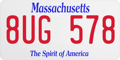 MA license plate 8UG578