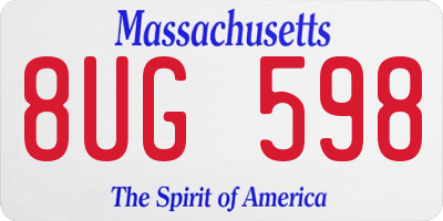 MA license plate 8UG598
