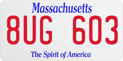 MA license plate 8UG603