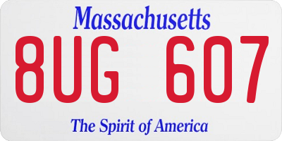 MA license plate 8UG607