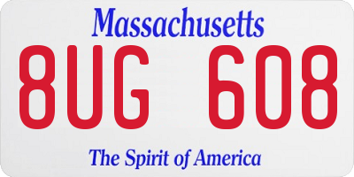 MA license plate 8UG608