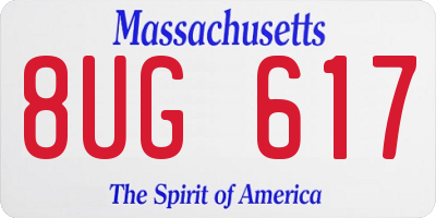 MA license plate 8UG617