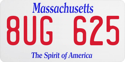 MA license plate 8UG625