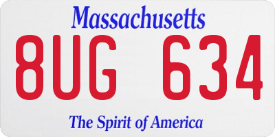 MA license plate 8UG634