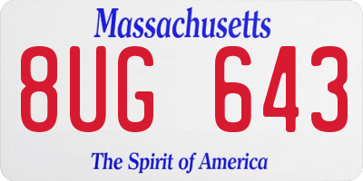 MA license plate 8UG643