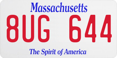 MA license plate 8UG644