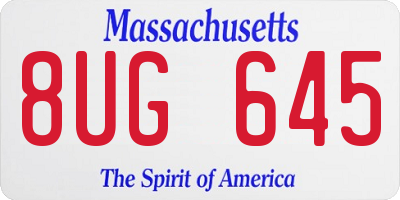 MA license plate 8UG645