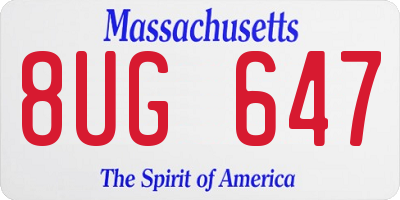 MA license plate 8UG647