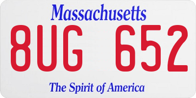 MA license plate 8UG652