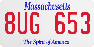 MA license plate 8UG653