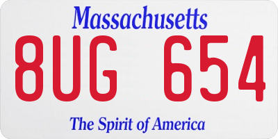 MA license plate 8UG654