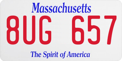 MA license plate 8UG657