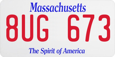MA license plate 8UG673