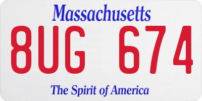 MA license plate 8UG674