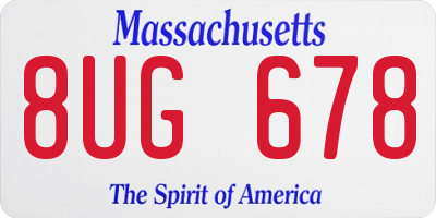 MA license plate 8UG678