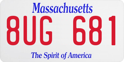 MA license plate 8UG681