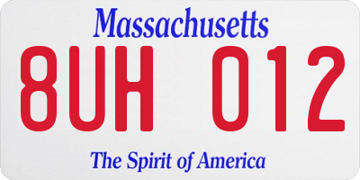 MA license plate 8UH012