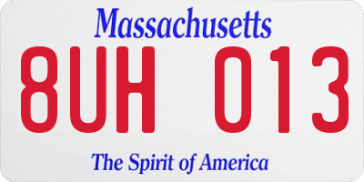 MA license plate 8UH013